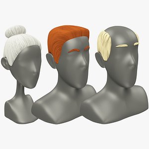 3D polygonal hairstyles woman hair