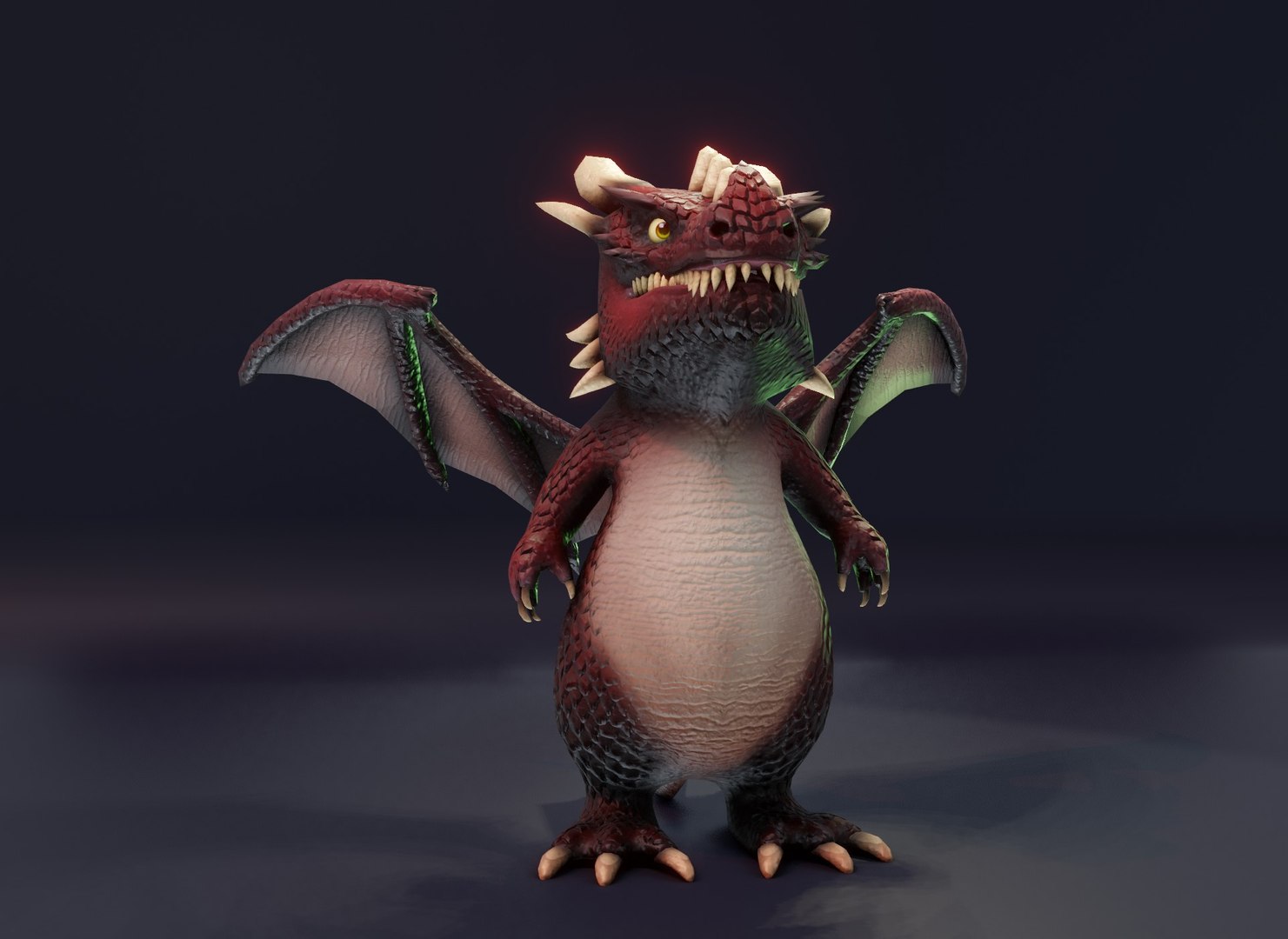 3D Cartoon Red Dragon Rigged 3D Model - TurboSquid 2155400