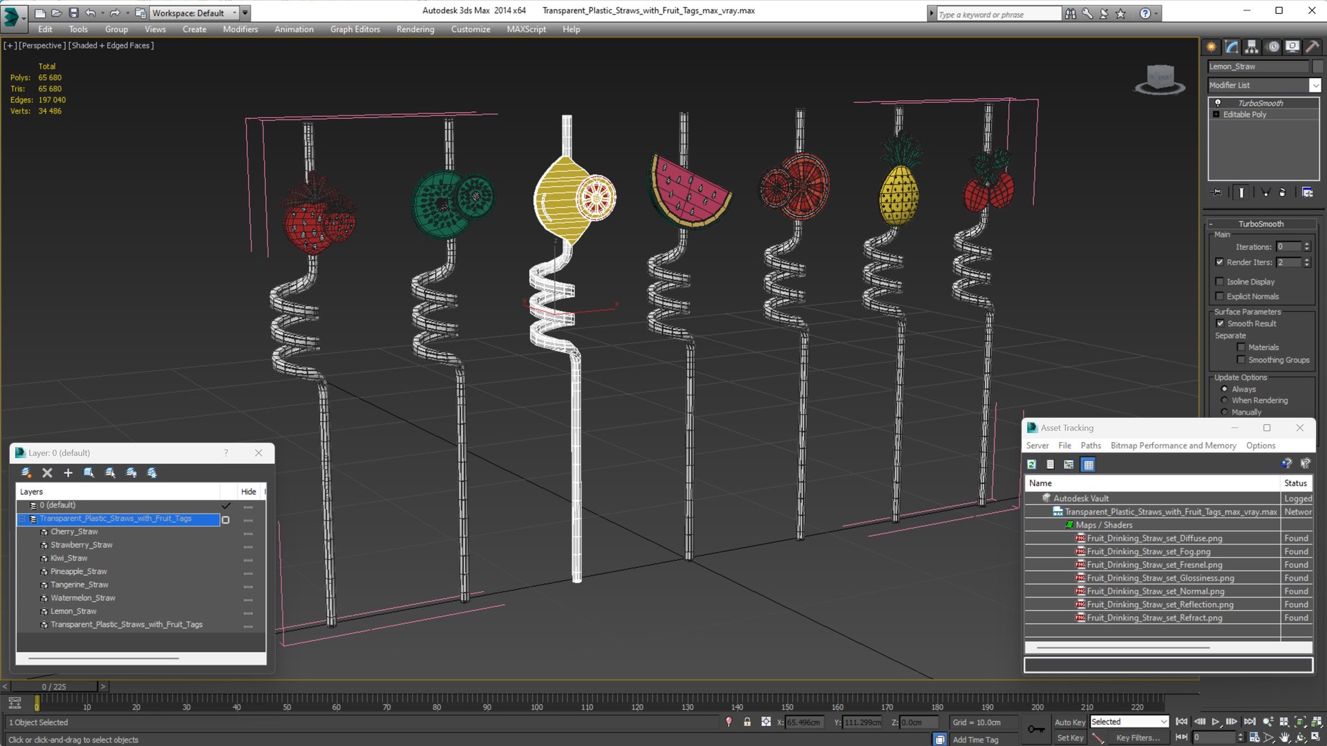 Transparent Plastic Straws With Fruit Tags 3D Model - TurboSquid 2104630