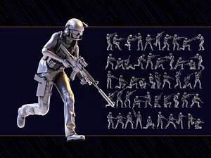 3D US Soldier Set 03 model