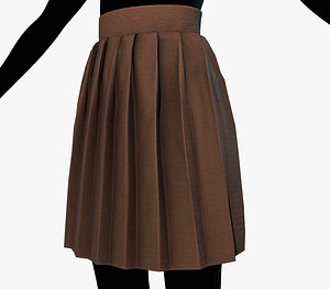 3D Brown Knife Pleated Skirt