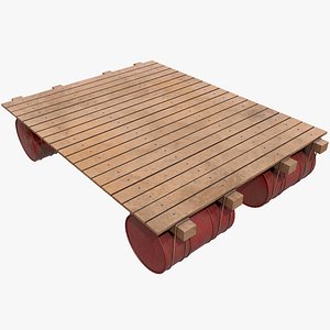3D Wooden Raft v3  With Pbr 4K 8K model