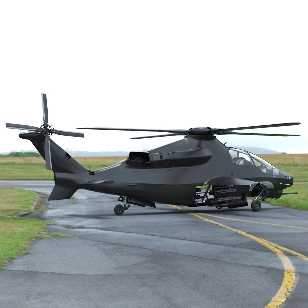 Military Attack Helicopter with Weapon Rigged 3D model preview