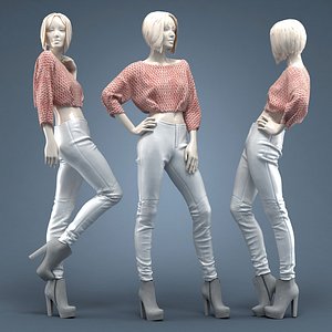 Pullover short & Leather pants