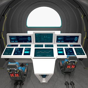 Sci-Fi Pilot Cockpit with Dual Seats 3D model