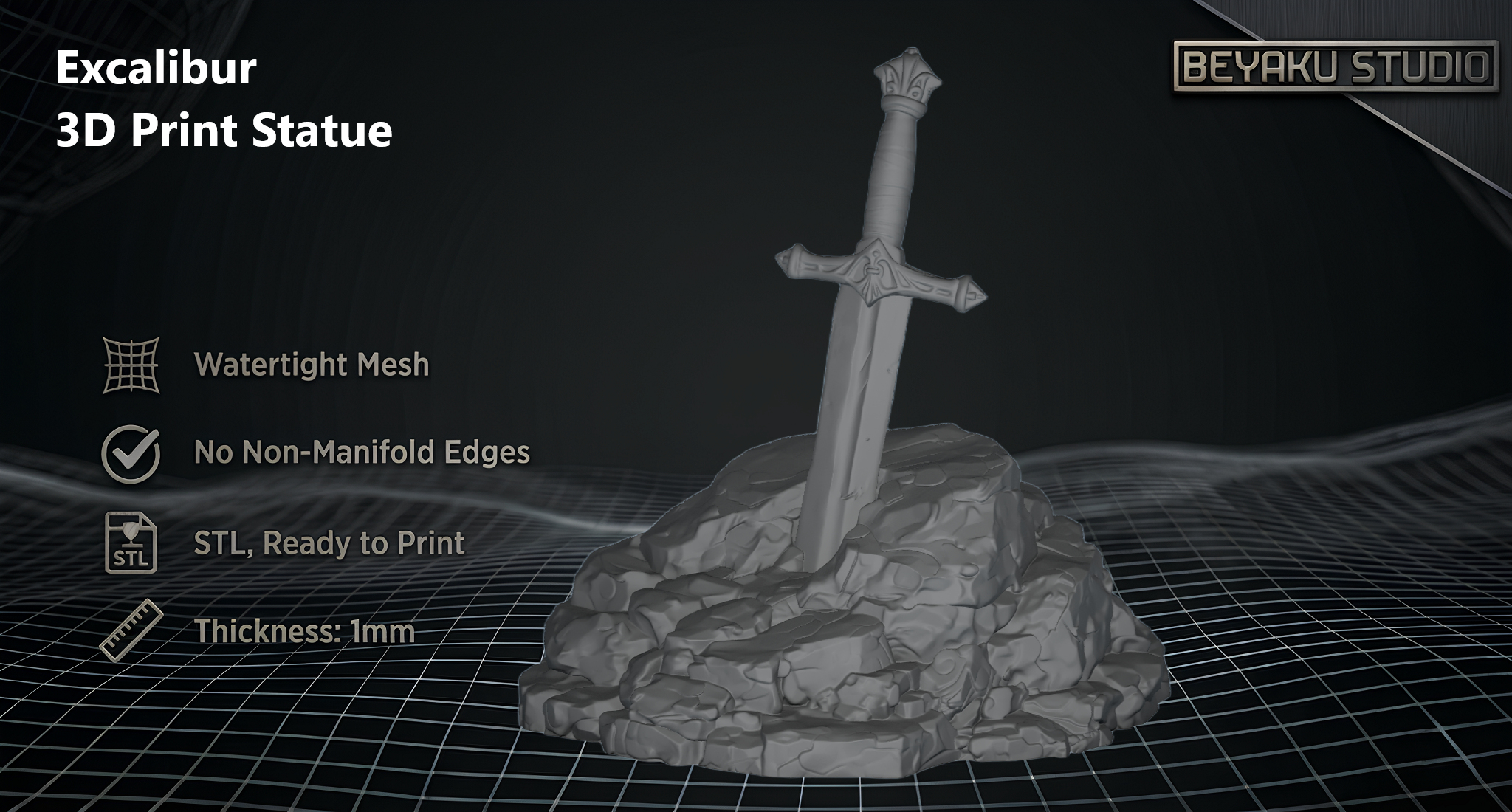 3D модель Статуэтка Экскалибура — STL-файл для 3D-печати - TurboSquid ...