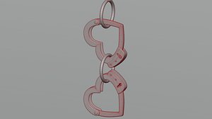 Heart shaped handcuffs earrings 3D model