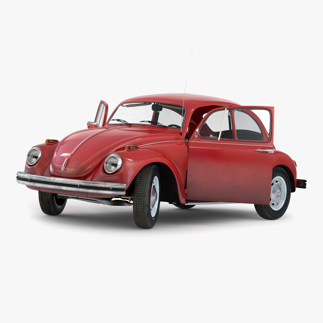 Volkswagen Beetle 1966 Rigged Red 3D model preview