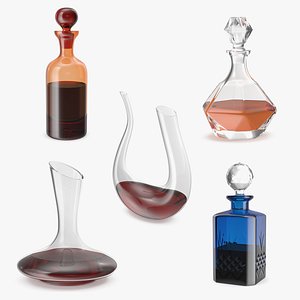 Glass Decanters with Alcoholic Drinks Collection 3