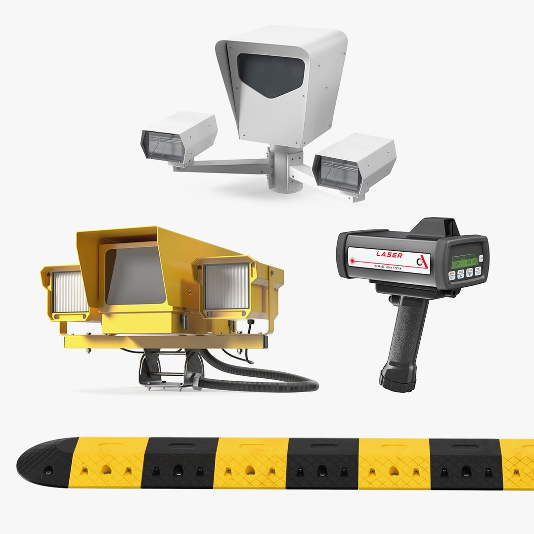 Traffic Speed Control Tools Collection 3D model preview