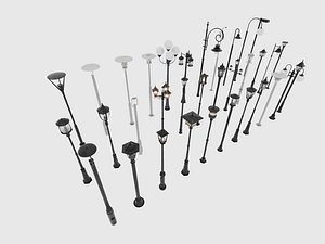 3D model Vintage and Modern Street Lamps Collection 3D Model