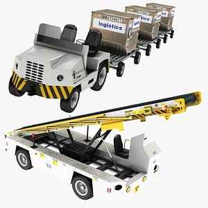 Airport Tug 660 and Baggage Truck Trolley Collection