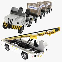 Airport Tug 660 and Baggage Truck Trolley Collection