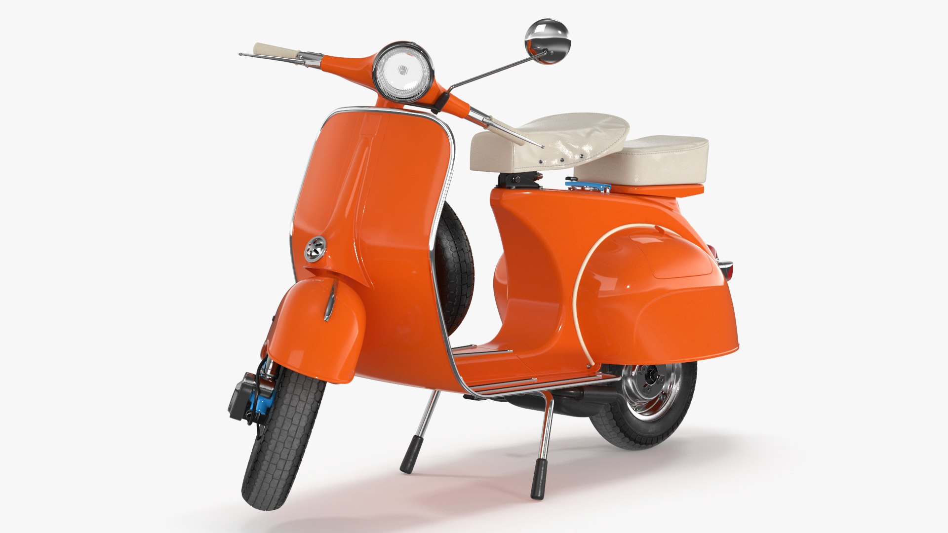 Vintage Scooter Orange Rigged 3D model preview
