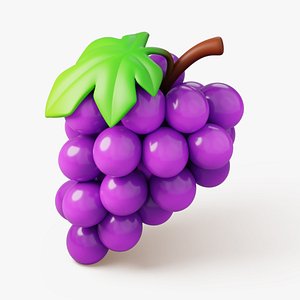 3D Grapes with Leaf Stylized model