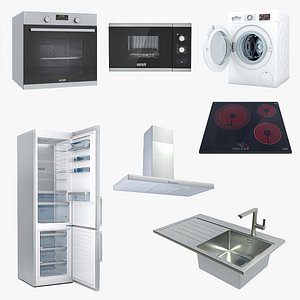 3D model Kitchen appliances pack lowpoly Low-poly 3D model