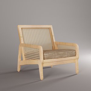 3D Japandi Rattan and Ash Wood Chair