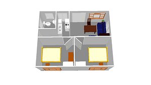 3D Double bedroom house model
