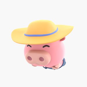 3D Cute Pig 3D Illustration model