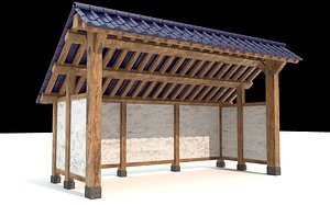 open shed plastered walls 3D