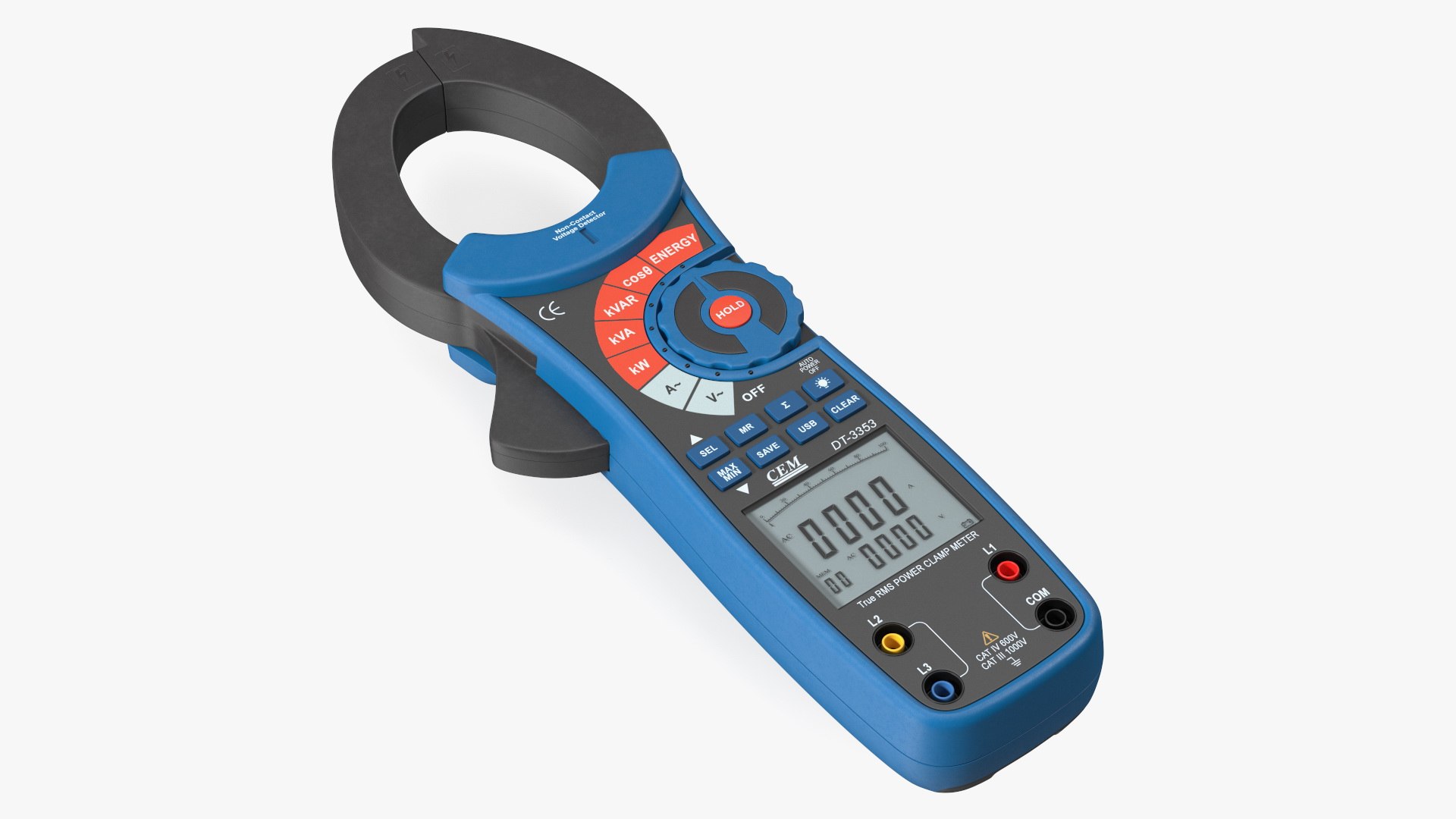 Clamp Digital Wattmeter CEM Blue 3D model preview
