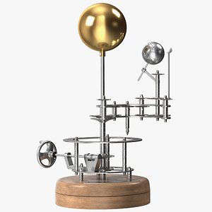 3D Steel Antique Orrery Solar System Rigged for Maya