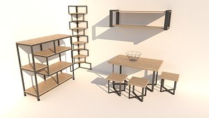3D furniture metal wood