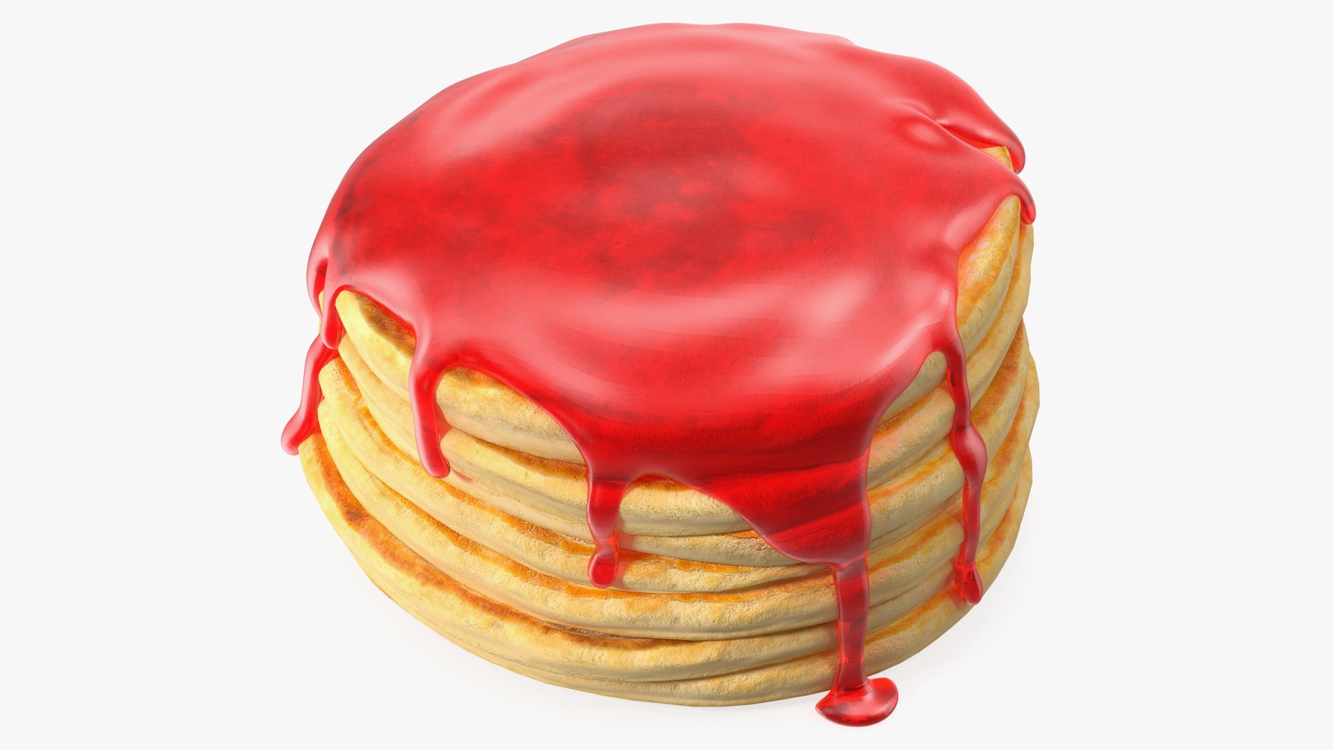 Pancakes Poured with Strawberry Syrup 3D model preview