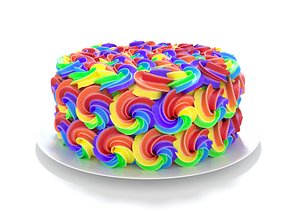 3D Rainbow Cake 3 3D model