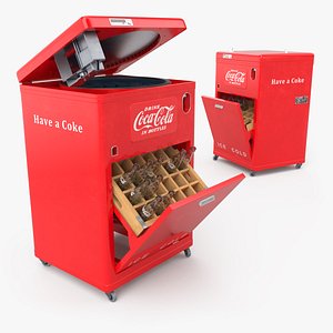 Coca-Cola Metal Vending Machine with Bottles Red Vintage model