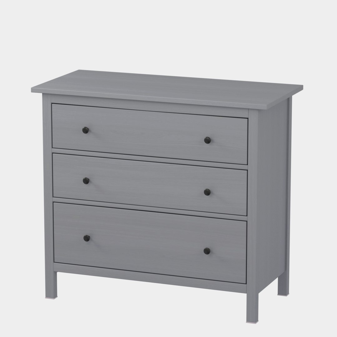 Hemnes Chest Of 3 Drawers Grey Stained Pbr 3d Model - Turbosquid 2151287