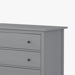 Hemnes Chest of 3 drawers grey stained PBR 3D model