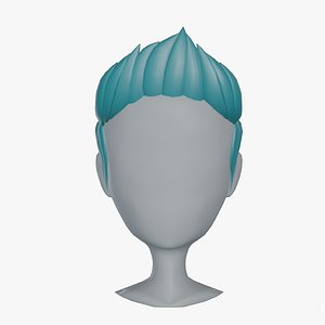 Stylized Blue Hairstyle For Cartoon Boy 3D model
