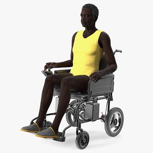 3D model Elderly Man Sitting in the Electric Wheelchair