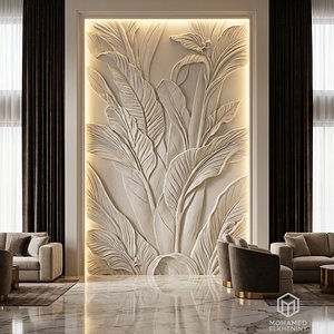 modern panel wall decor set relief stl mural CNC 254 3D model