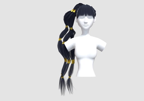 Long Ponytails Hairstyle 3D - TurboSquid 1940709