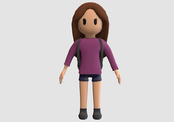 3D model teenage cartoon girl