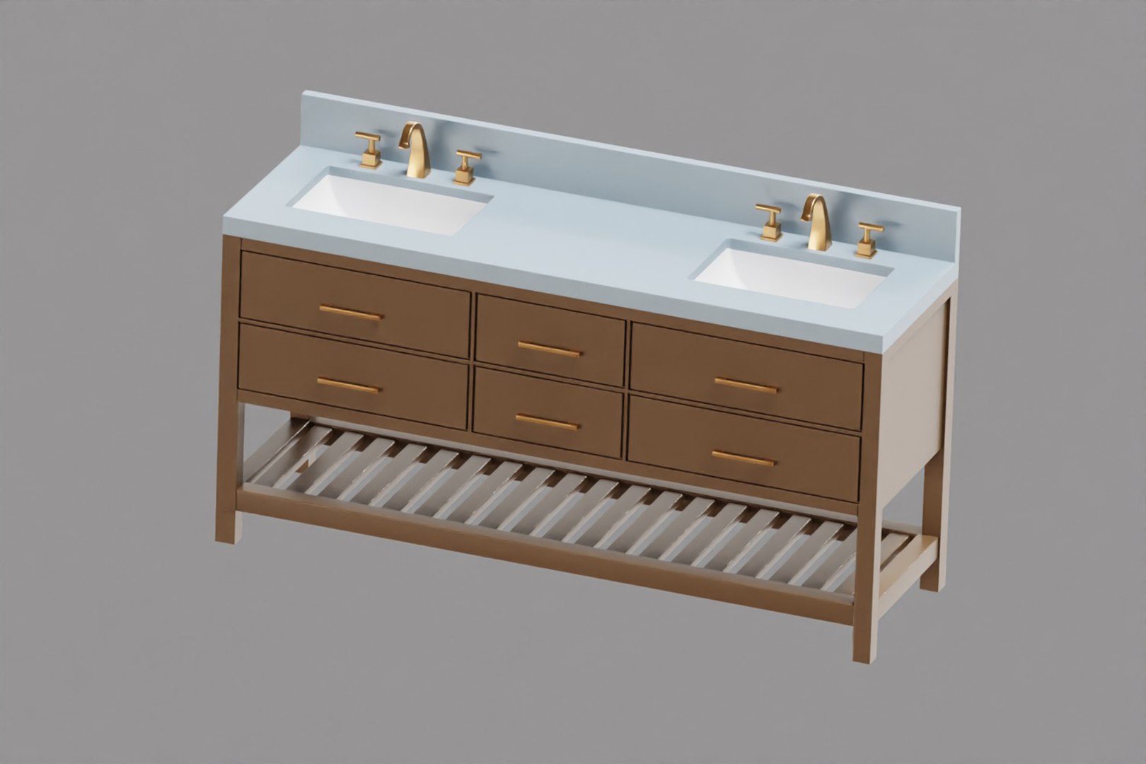 3D Modern Double Sink Bathroom Vanity Cabinet - TurboSquid 2638445