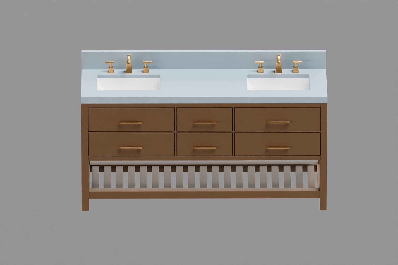 3D Modern Double Sink Bathroom Vanity Cabinet - TurboSquid 2638445