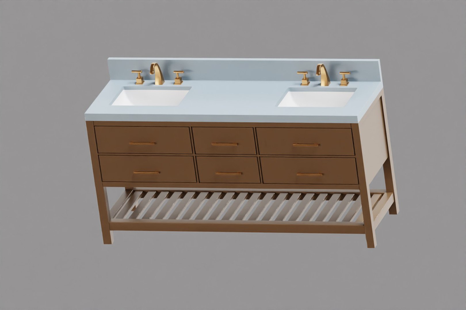 3D Modern Double Sink Bathroom Vanity Cabinet - TurboSquid 2638445
