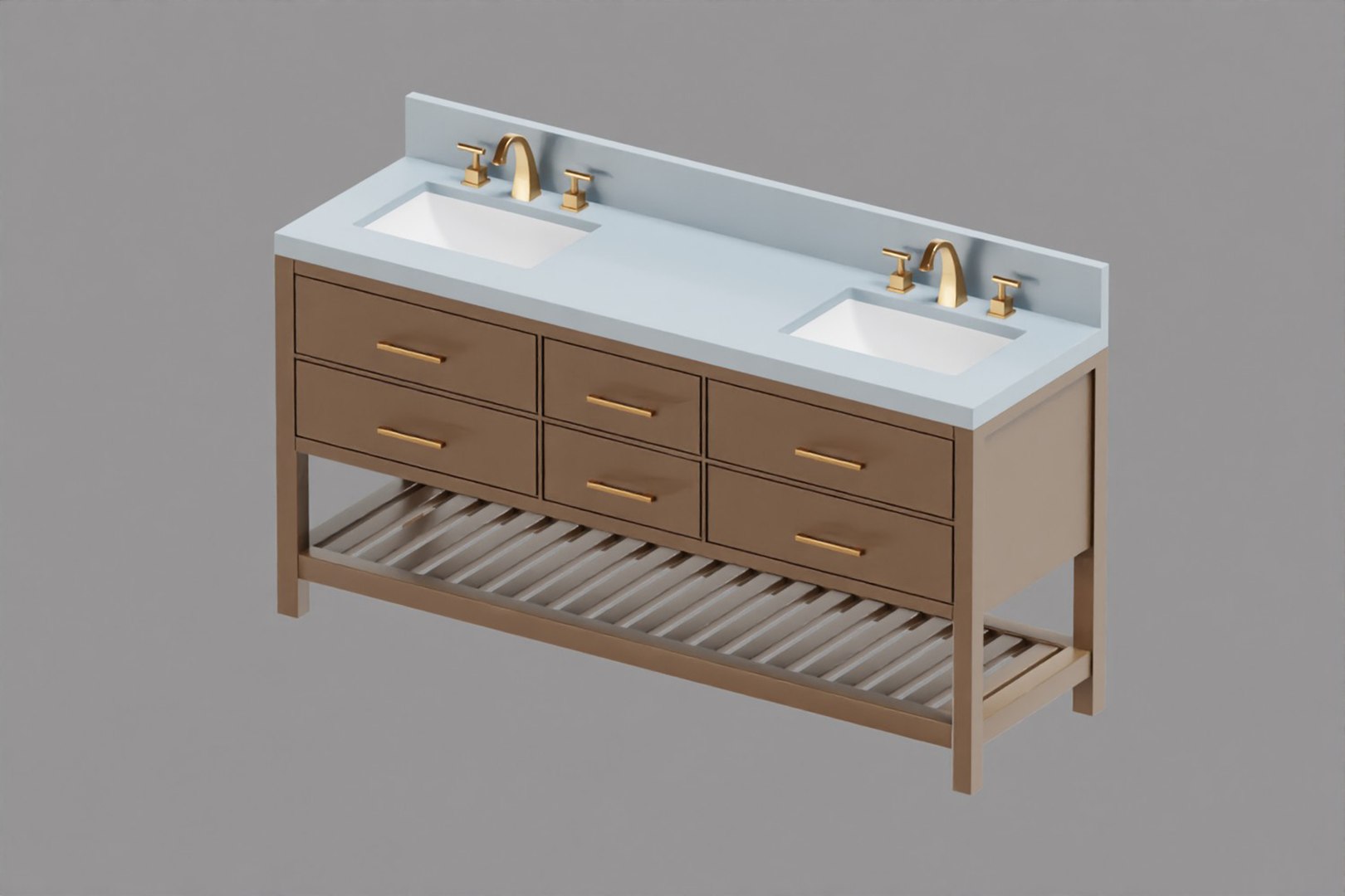 3D Modern Double Sink Bathroom Vanity Cabinet - TurboSquid 2638445