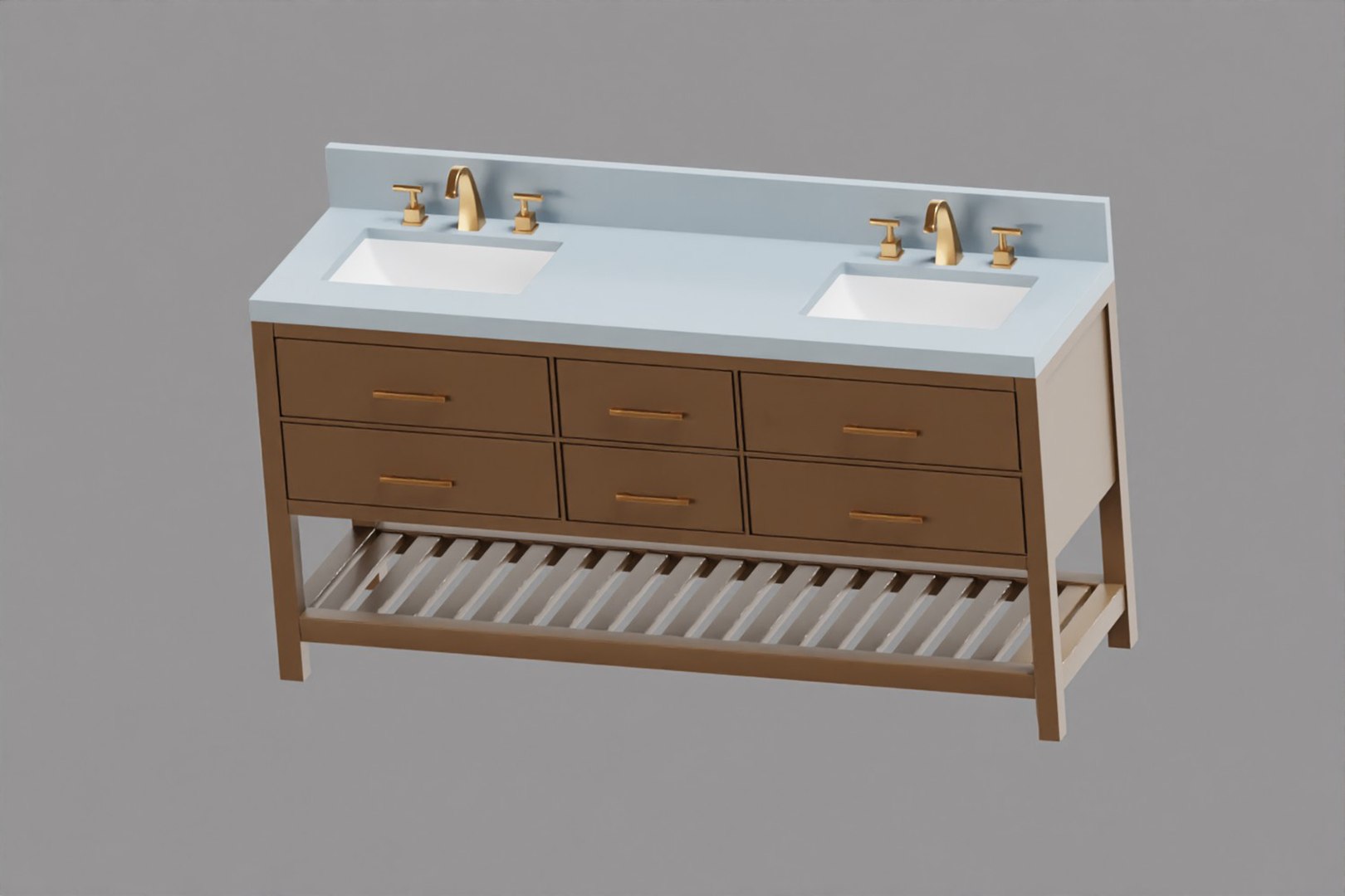 3D Modern Double Sink Bathroom Vanity Cabinet - TurboSquid 2638445