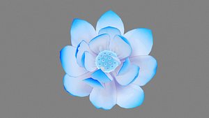 3D A blue lotus - Cartoon lotus - Open stamens - Mutant lotus model