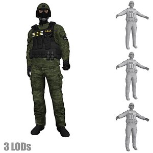 rigged swat soldier s 3d max