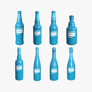 3D 08 Bottle Glass Mock Up Collection - Blank Template
