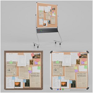 3D model Compact Square Corkboard Trio - Customizable Pin Board Set