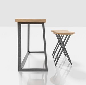 Lexi Desk Set 2 Chair Low-poly 3D model