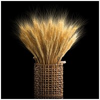 Decorative bouquet of ears of wheat in a wicker basket 285