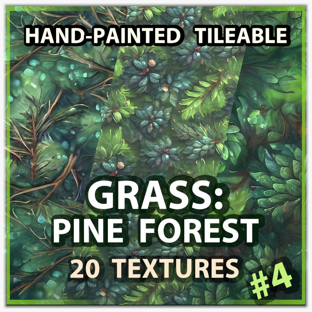 Grass - Pine Forest -- 20 TEXTURES -- Hand-painted Tileable --- Pack 4 model - TurboSquid 1994556
