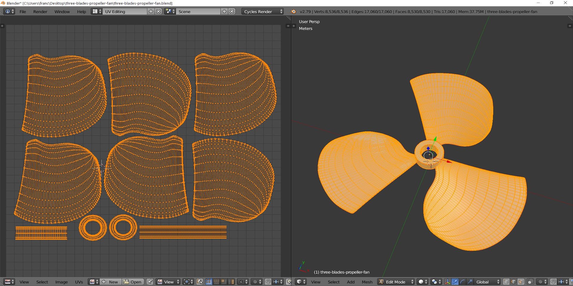 3D Three Blades Propeller Fan - TurboSquid 1754608